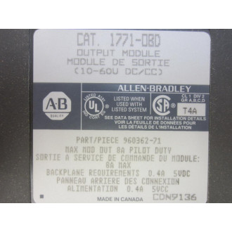 Allen Bradley 1771-OBD Module 1771-0BD 960362-71, W Wiring Arm - New No Box