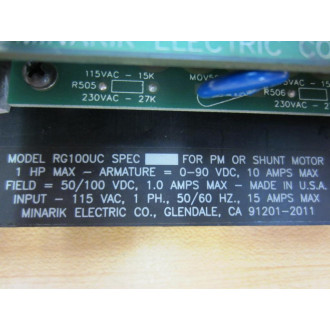 Minarik RG100UC Motor Drive Non-Refundable - Parts Only