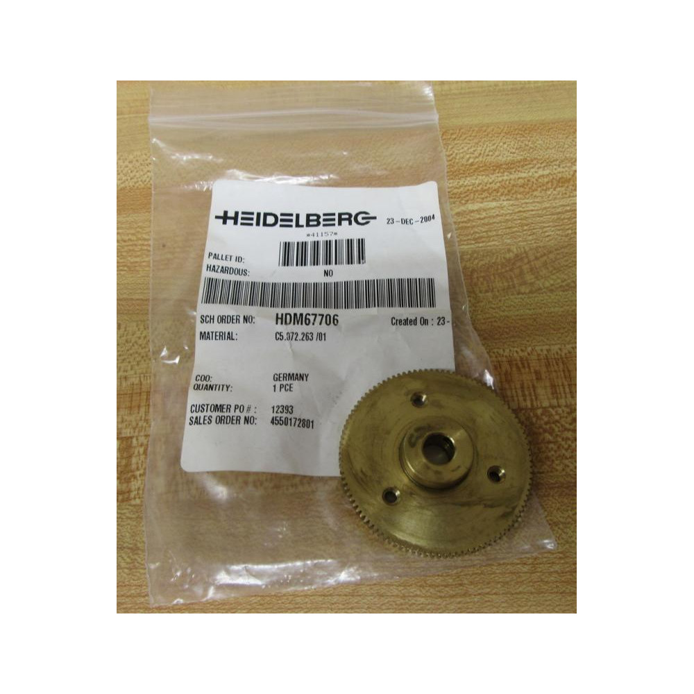 Cooper C5.072.263 Spur Gear SM102 CD102 - New No Box Cooper C5.072.263 Spur Gear SM102 CD102 - New No Box
