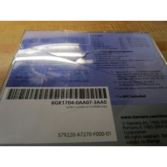 Siemens 6GK1704-0AA07-3AA0 PCSoftware CD 6GK17040AA073AA0 Cracked Case - Used