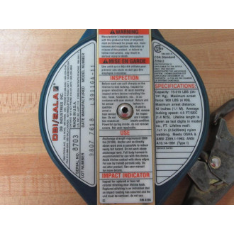 DBISala L3911GA-11 Self Retracting Lifeline L3911GA11 - Used