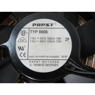 Papst 9906 Axial Fan W Wires & Bracket - Used