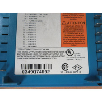 Honeywell RM7895A-1014 Burner Controller RM7895A1014 97-4861K Rev C - Used