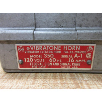 Federal Signal 350-120-30 Signal Horn Mechanism 350 0.16 Amps, Ser.A-1 - Used