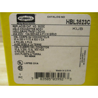 Hubbell HBL3523C Locking Plug Connector Body 3523C
