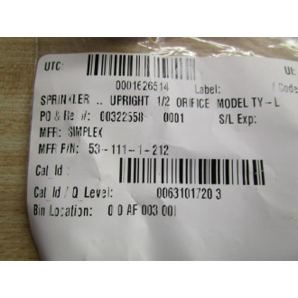 Simplex 53-111-1-212 Sprinkler