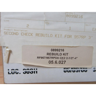 Watts 0899216 Second Check Rebuild Kit For 957RP 3"