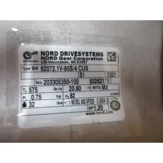 Nord SK 80S4 CUS Gear Motor SK92072.1 V-80S4 CUS