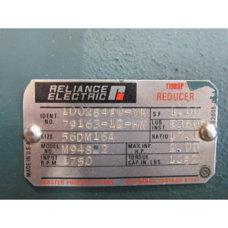 Reliance M94822 Gear Reducer 56DM16A - Used