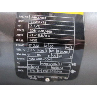 Baldor Reliance JMM3709T Pump Motor