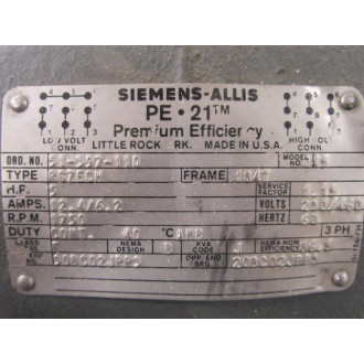 Siemens-Allis 51-397-110 Premium Efficiency Motor RGZECH - New No Box