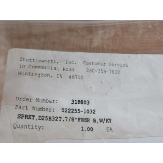 Shuttleworth 022255-1032 Belt Sprocket 0222551032