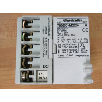 Allen Bradley 700DC-M220 Relay 700DCM220 Coil: 30 VDC - New No Box