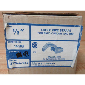 O-ZGedney 14-50G 12" 1 Hole Pipe Strap 1450G (Pack of 49)