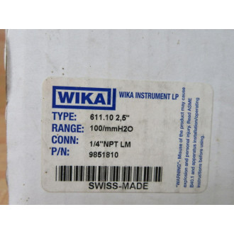 Wika 9851810 Pressure Gauge 611.10 2,5"