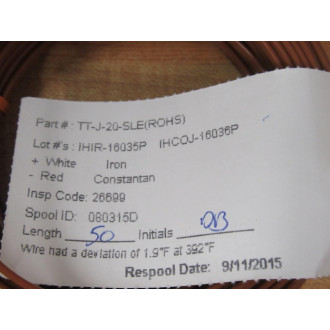 Omega TT-J-20-SLE Thermocouple Wire TTJ20SLE - New No Box