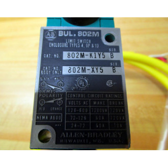Allen Bradley 802M-K1Y5 Limit Switch 802MK1Y5 WO Oper. Head Attach. - Used