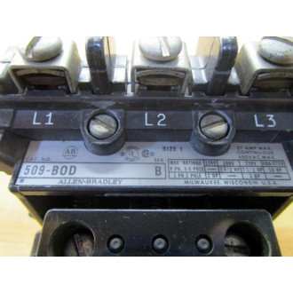Allen Bradley 509-BOD Starter 509B0D Ser. BWO Contacts Or Reset Button - Used