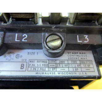 Allen Bradley 509-BOD Starter 509B0D Ser. BWO Contacts Or Reset Button - Used