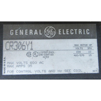General Electric CR306Y1 Magnetic Starter - Used