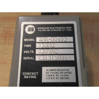 Syracuse Electronics TNR-00405 Time Delay Relay TNR00405 - Used