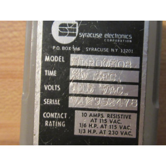 Syracuse Electronics DLR00308 Time Delay Relay - Used