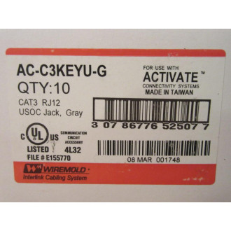 Wiremold AC-C3KEYU-G USOC Jack ACC3KEYUG (Pack of 10)