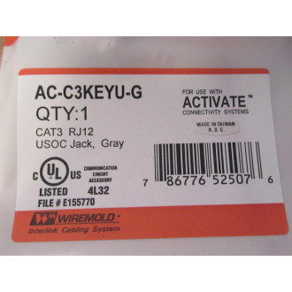 Wiremold AC-C3KEYU-G USOC Jack ACC3KEYUG (Pack of 10)