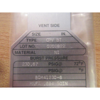 Fike CPV BT Rupture Disc Assy CPVBT