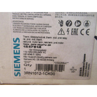 Siemens 3RN1012-1CK00 Thermister Motor Protector 3RN10121CK00