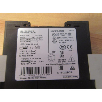 Siemens 3RN1012-1CK00 Thermister Motor Protector 3RN10121CK00