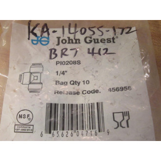 John Guest PI0208S 14" Equal Tee Fitting (Pack of 10)