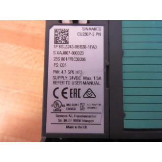 Siemens 6SL3243-0BB30-1FA0 Drive Control 6SL32430BB301FA0 23S001FF8C30206 - Used