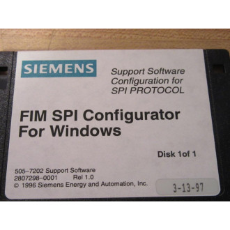 Siemens 2807298-0001 FIM SPI Configurator 505-7202 - New No Box