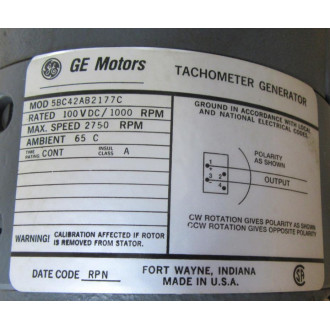 General Electric 5BC42AB2177C Tachometer Generator - New No Box