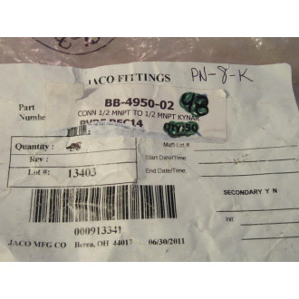 Jaco PN-8-K 12" Plastic Fitting PN8K (Pack of 42)