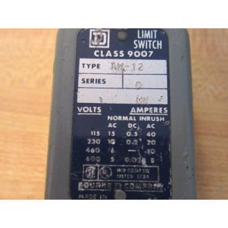 Square D 9007-AW12 Limit Switch 9007AW12 Series C - Used