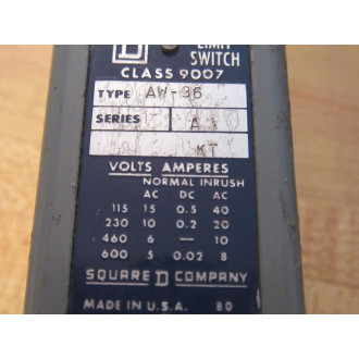 Square D 9007-AW36 Limit Switch 9007AW36 - Used