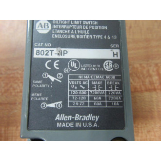 Allen Bradley 802T-HP Limit Switch 802THP Body Only Series J - New No Box