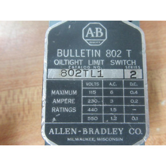 Allen Bradley 802TL1 Oiltight Limit Switch - New No Box