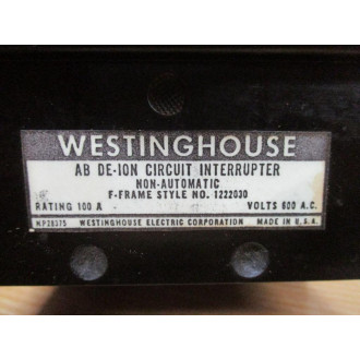 Westinghouse 1222030 AB De-Ion Circuit Interrupter 100A Chipped Corner - Used