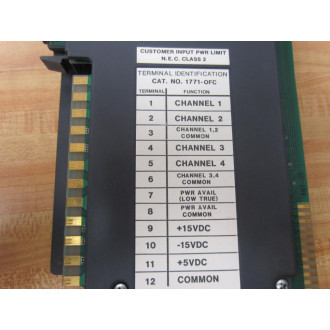 Allen Bradley 1771-OFC Analog Output Module 1771-0FC FW Rev.B Ser.B - Used