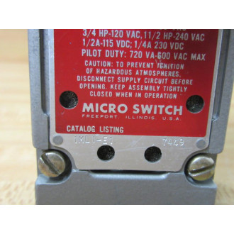 Micro Switch 1ML1-E1 Precision Limit Switch wRoller Lever 1ML1E1 - New No Box