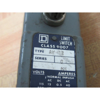 Square D 9007-AW12 Limit Switch 9007AW12 Body Only Ser. C - Used