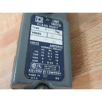 Square D 9007-AO-12 Limit Switch 9007-A0-12 AL - Used