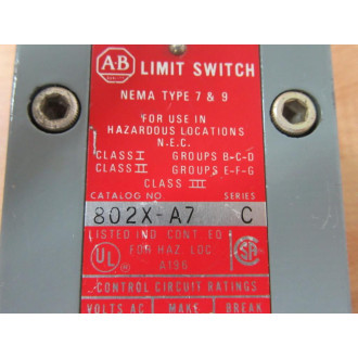 Allen Bradley 802X-A7 Limit Switch 802XA7 - Used