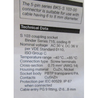 Balluff BKS-S103-00 Connector 120546
