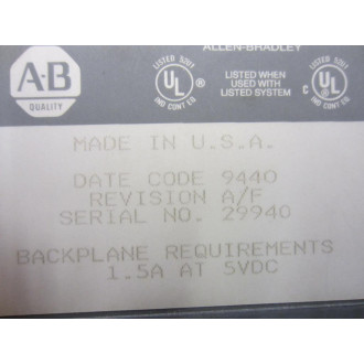 Allen Bradley 1771-DB Basic Module 1771DB Ser.A  Rev.AF - Used