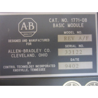 Allen Bradley 1771-DB Basic Module 1771DB Rev. AF - Used