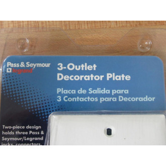 Pass & Seymour PS26KIT-WV Legrand 3-Outlet Decorator Plate PS26KITWV (Pack of 8)